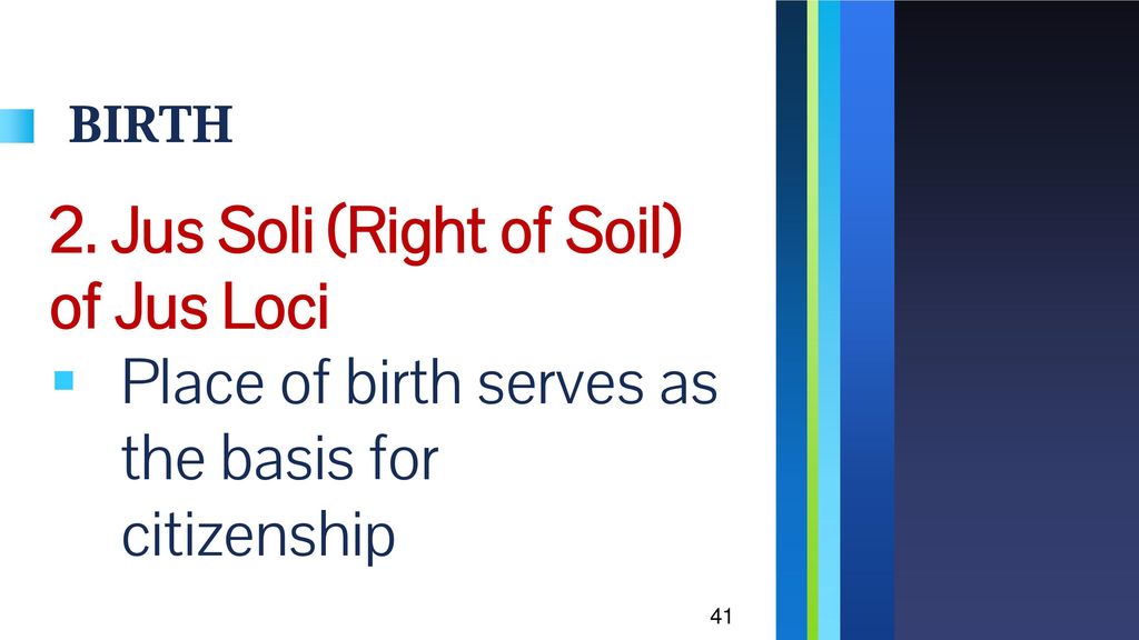2. Jus Soli (Right of Soil) of Jus Loci