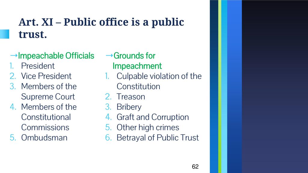 Art. XI – Public office is a public trust.