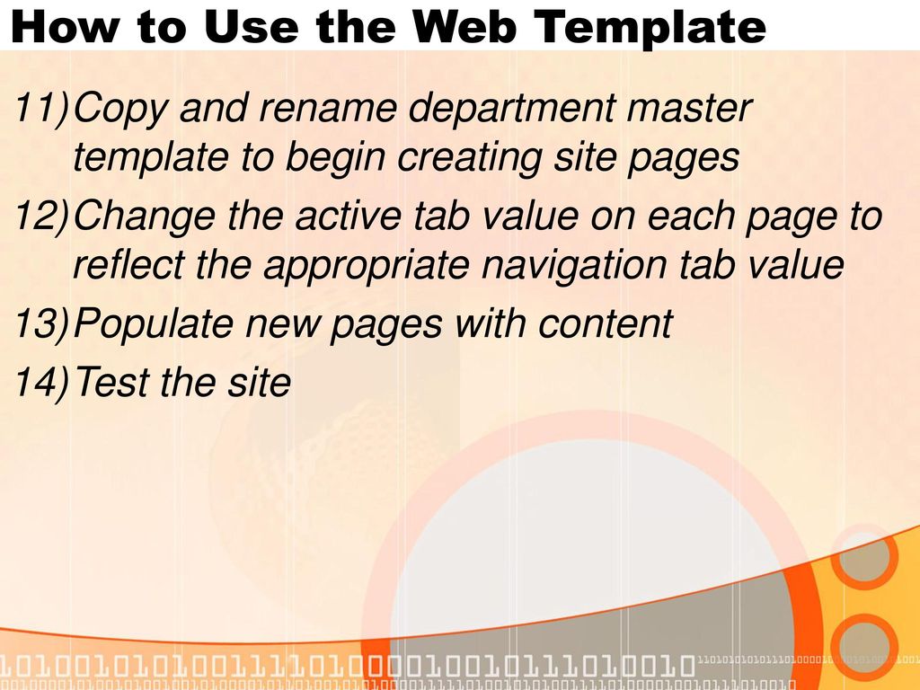 How to Use the Web Template