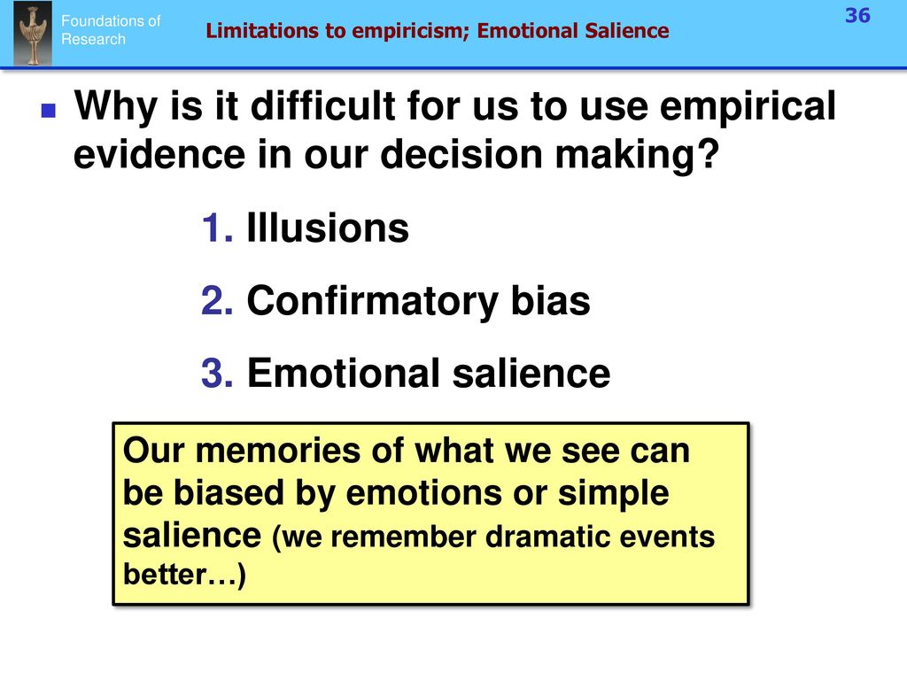 Limitations to empiricism; Emotional Salience