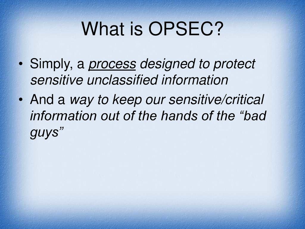 Opsec Military Meaning