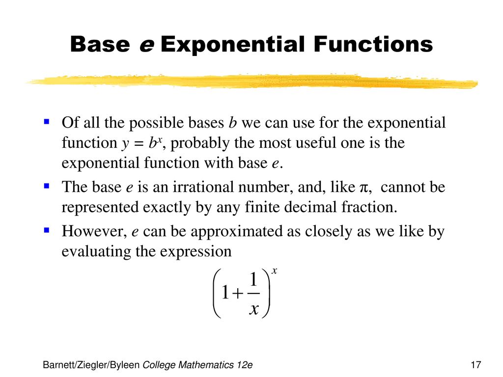 Base e Exponential Functions