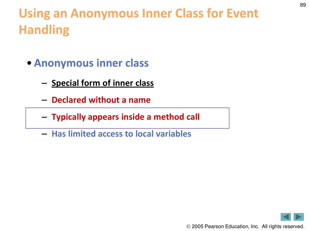 Using an Anonymous Inner Class for Event Handling
