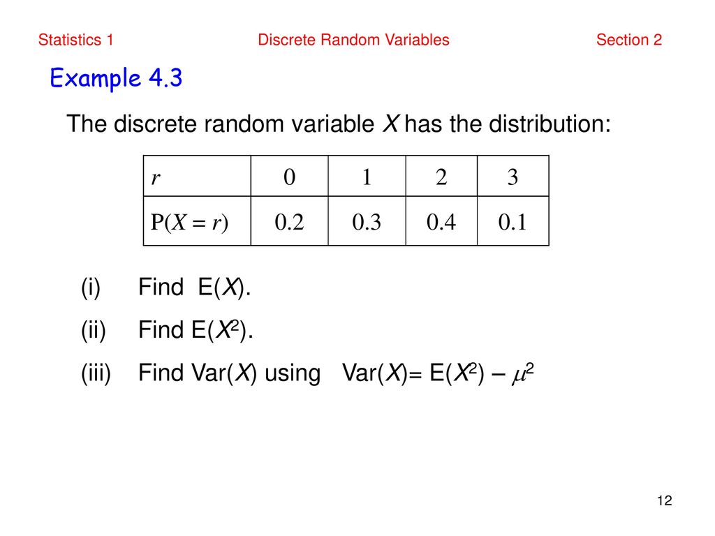 Discrete Random Variables Ppt Download
