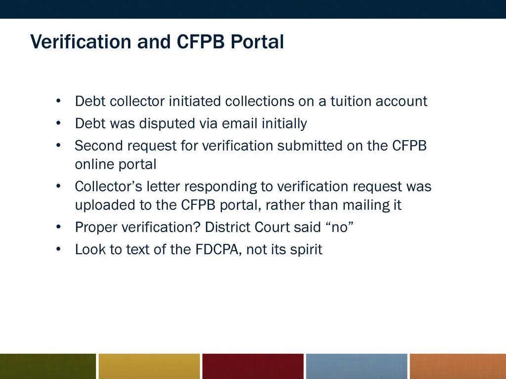 Verification and CFPB Portal