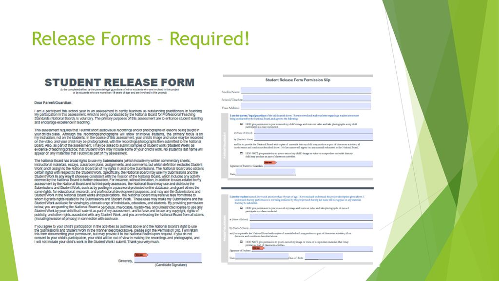 Release Forms – Required!