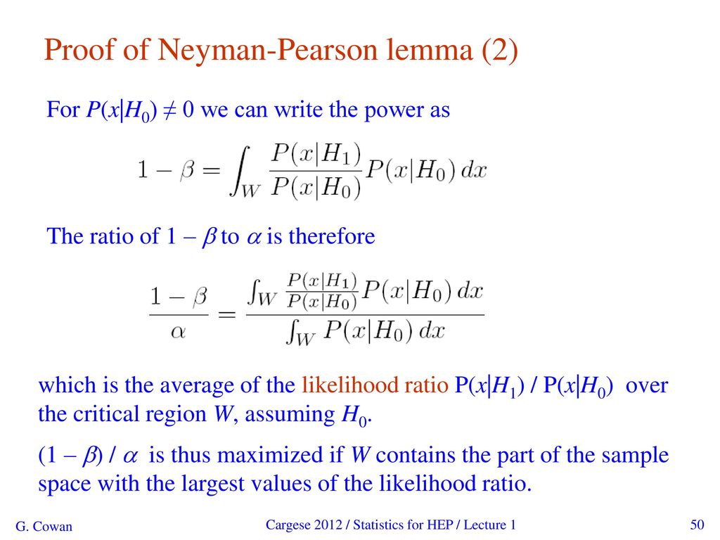 Proof of Neyman-Pearson lemma (2)