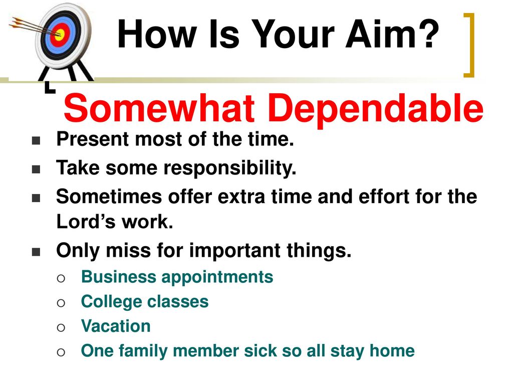 How Is Your Aim Somewhat Dependable Present most of the time.