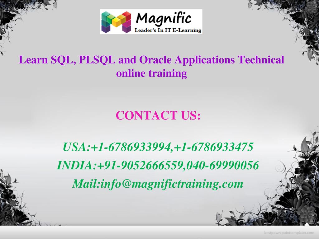 Learn SQL, PLSQL And Oracle Applications Technical Online Training ...