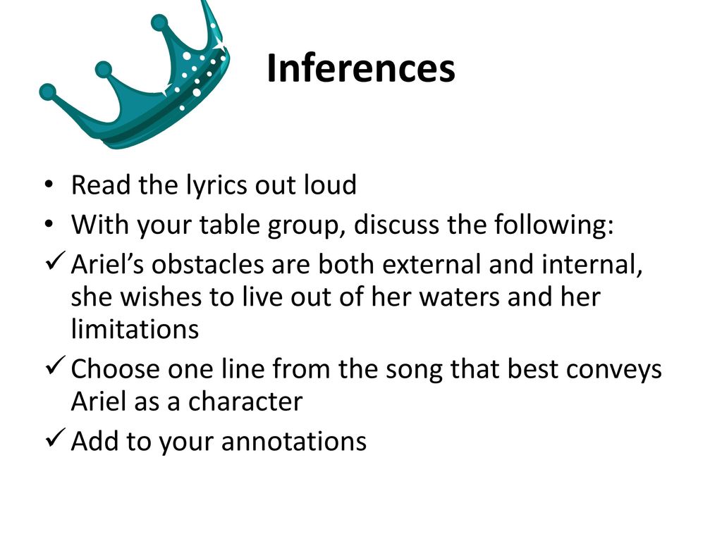 Inferences Read the lyrics out loud