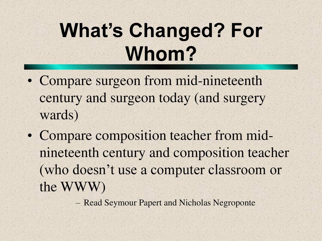 What’s Changed For Whom
