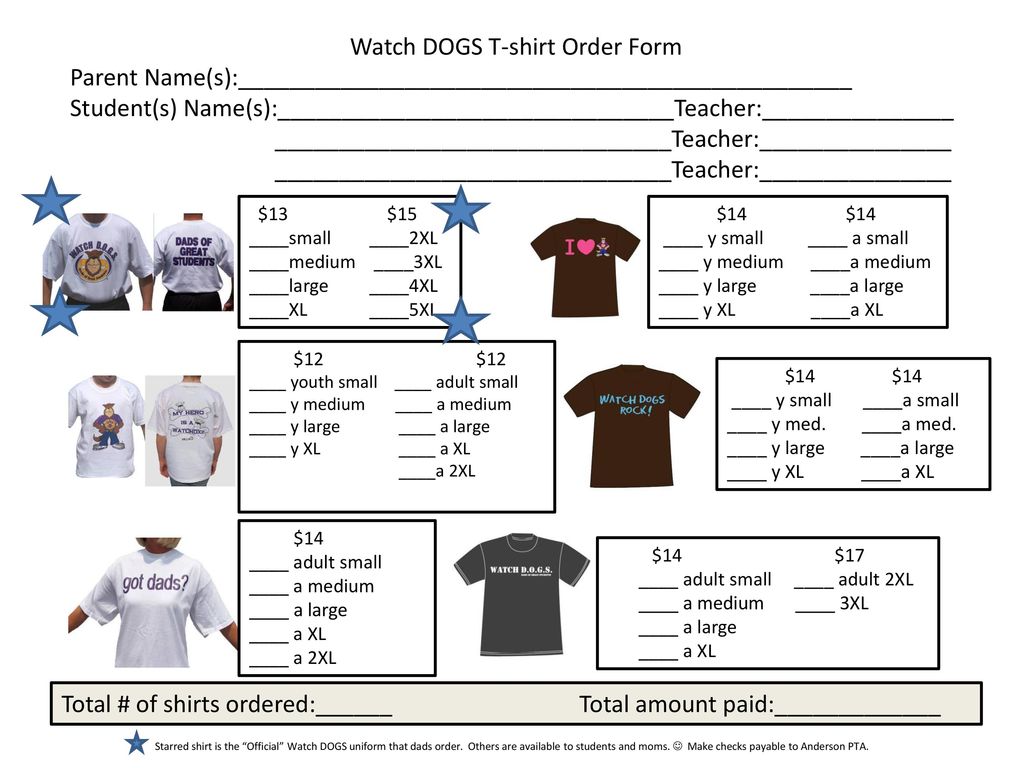Watch DOGS T-shirt Order Form - ppt download