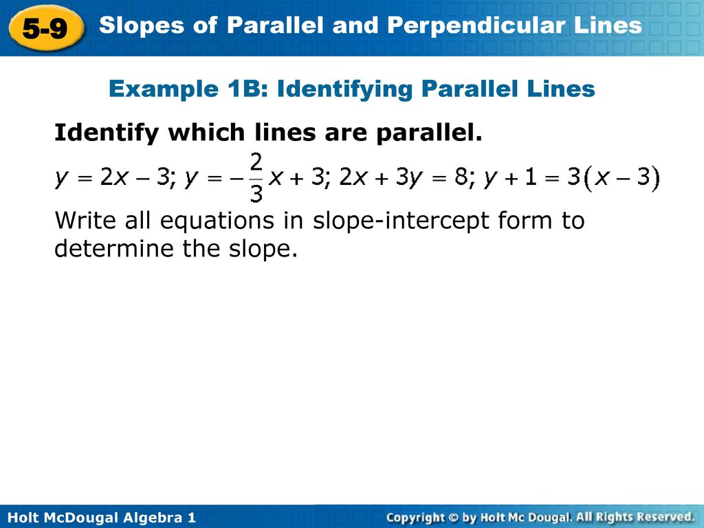 Example 1B: Identifying Parallel Lines