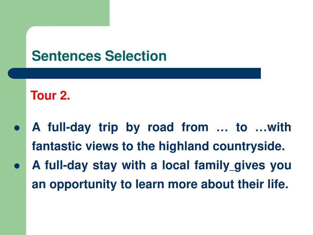 Sentences Selection Tour 2.