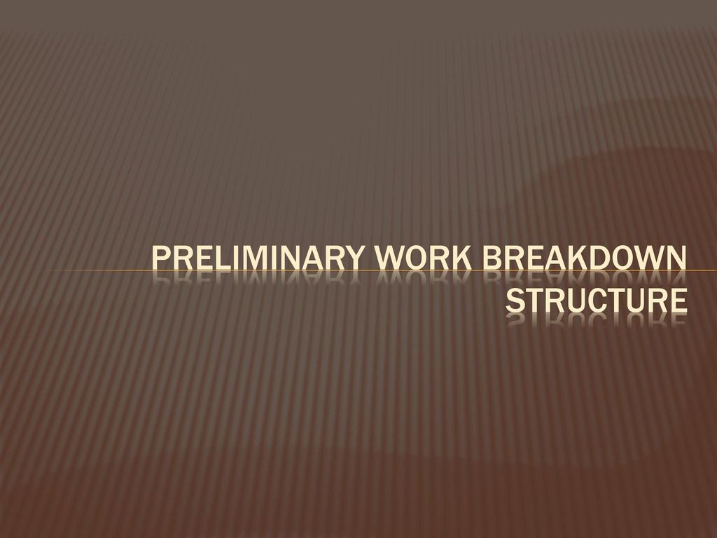 Preliminary work breakdown structure