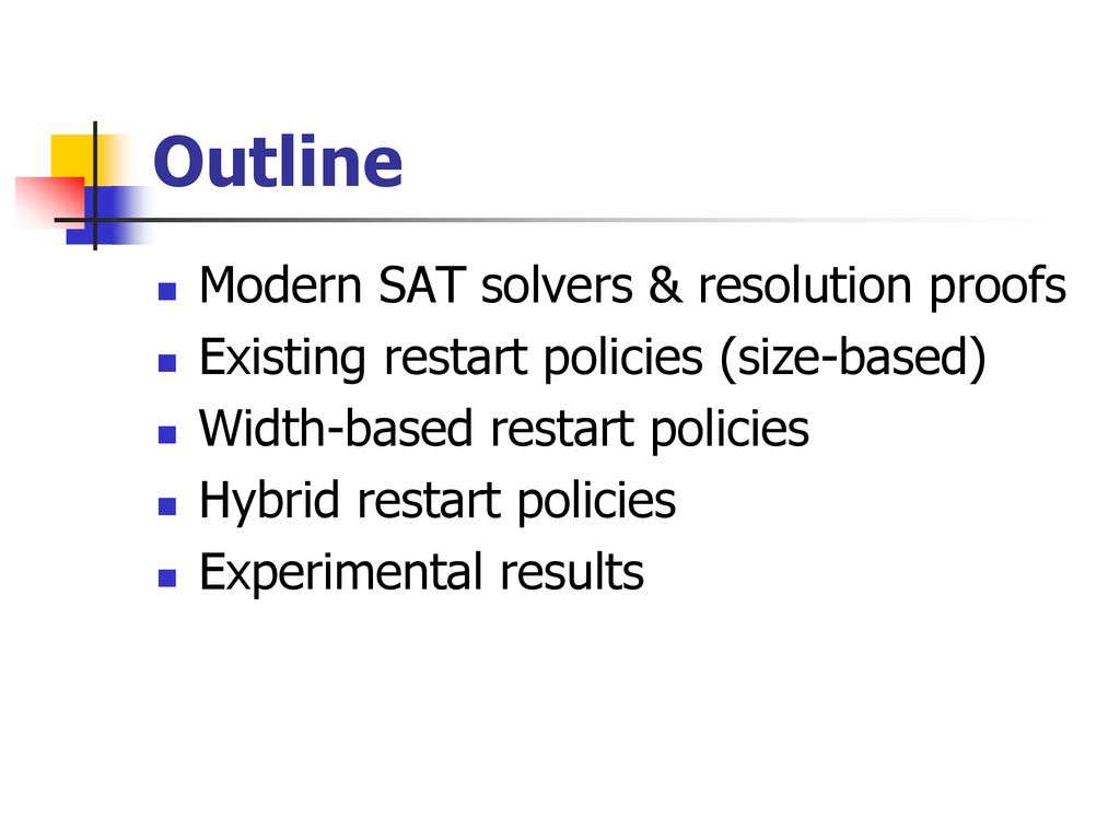 Outline Modern SAT solvers & resolution proofs