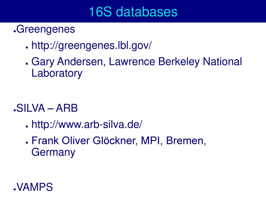 16S databases Greengenes