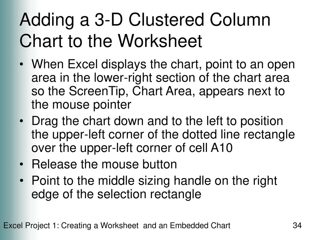 Creating a Worksheet and an Embedded Chart ppt download Chart Area Screentip