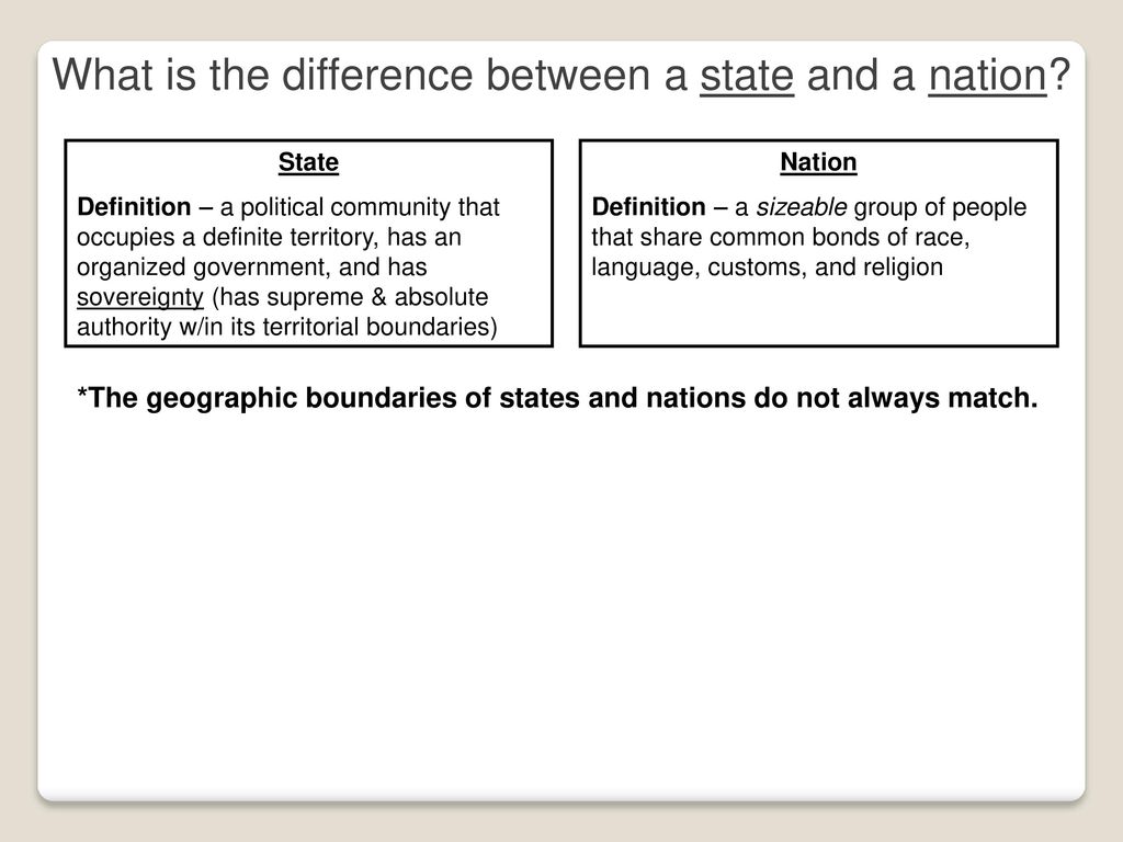 *The geographic boundaries of states and nations do not always match.