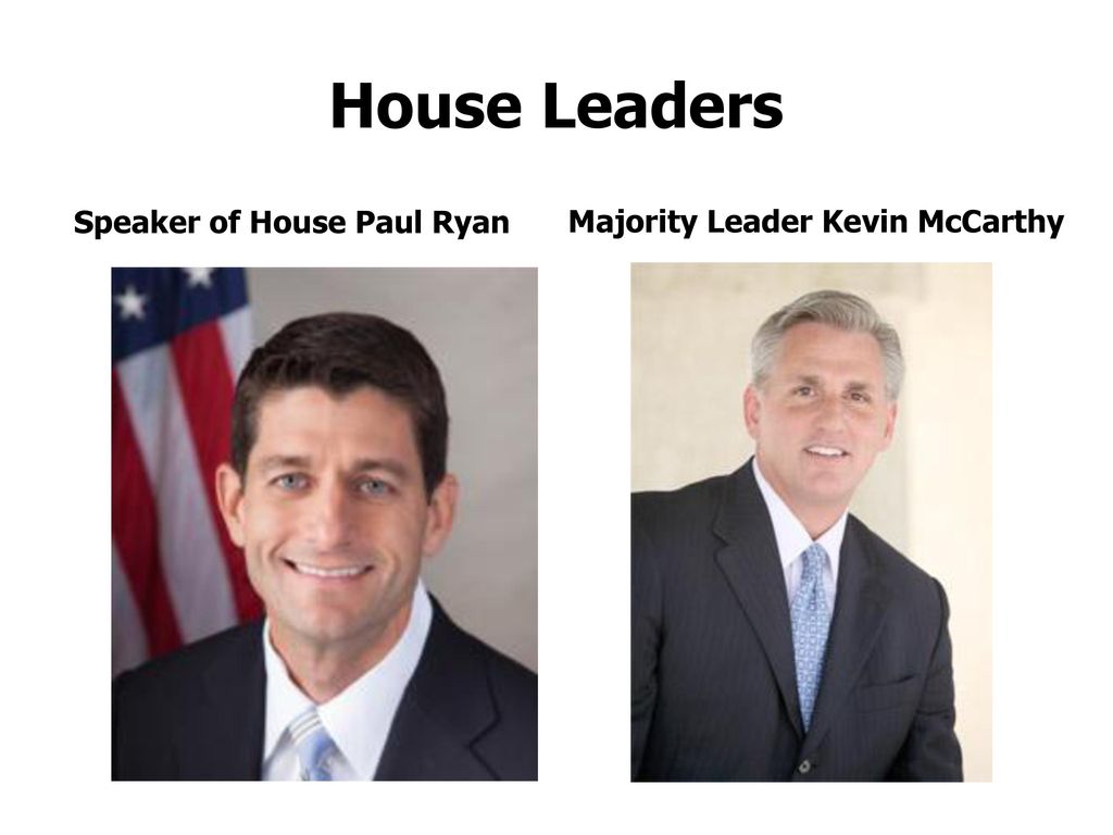 Speaker of House Paul Ryan Majority Leader Kevin McCarthy