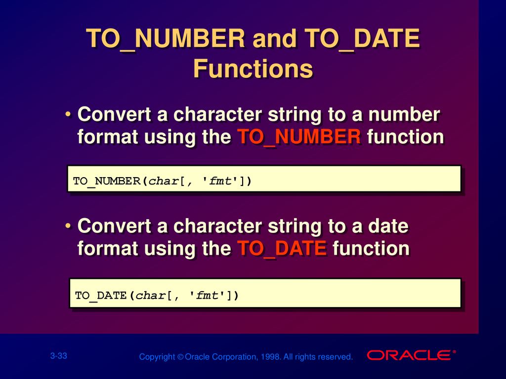 Single-Row Functions Schedule: Timing Topic 55 minutes Lecture - ppt ...