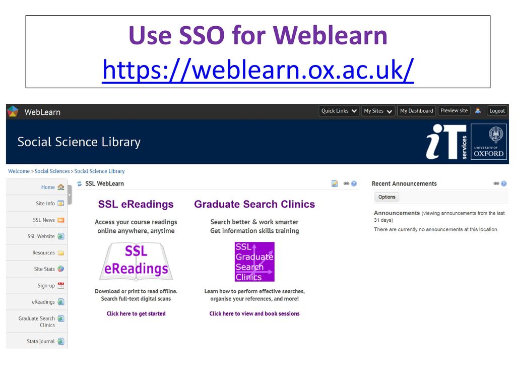 Use SSO for Weblearn