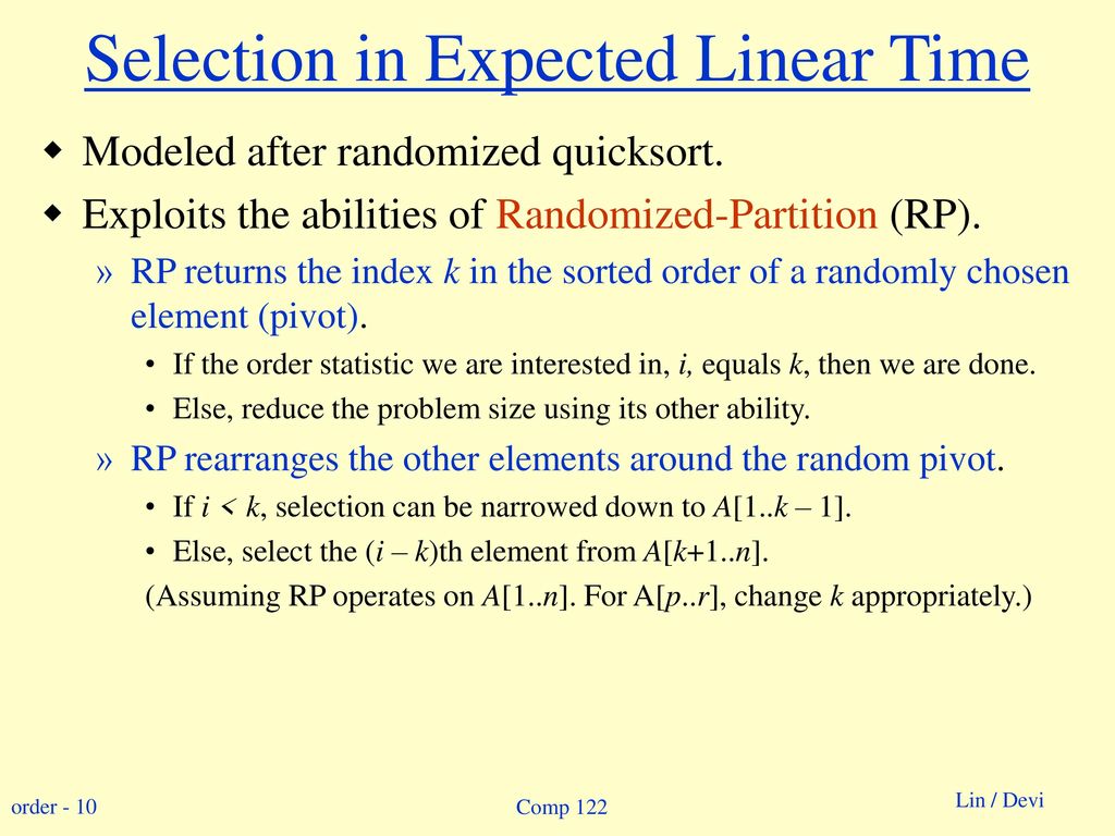 Order statistics comp 122 spring ppt download
