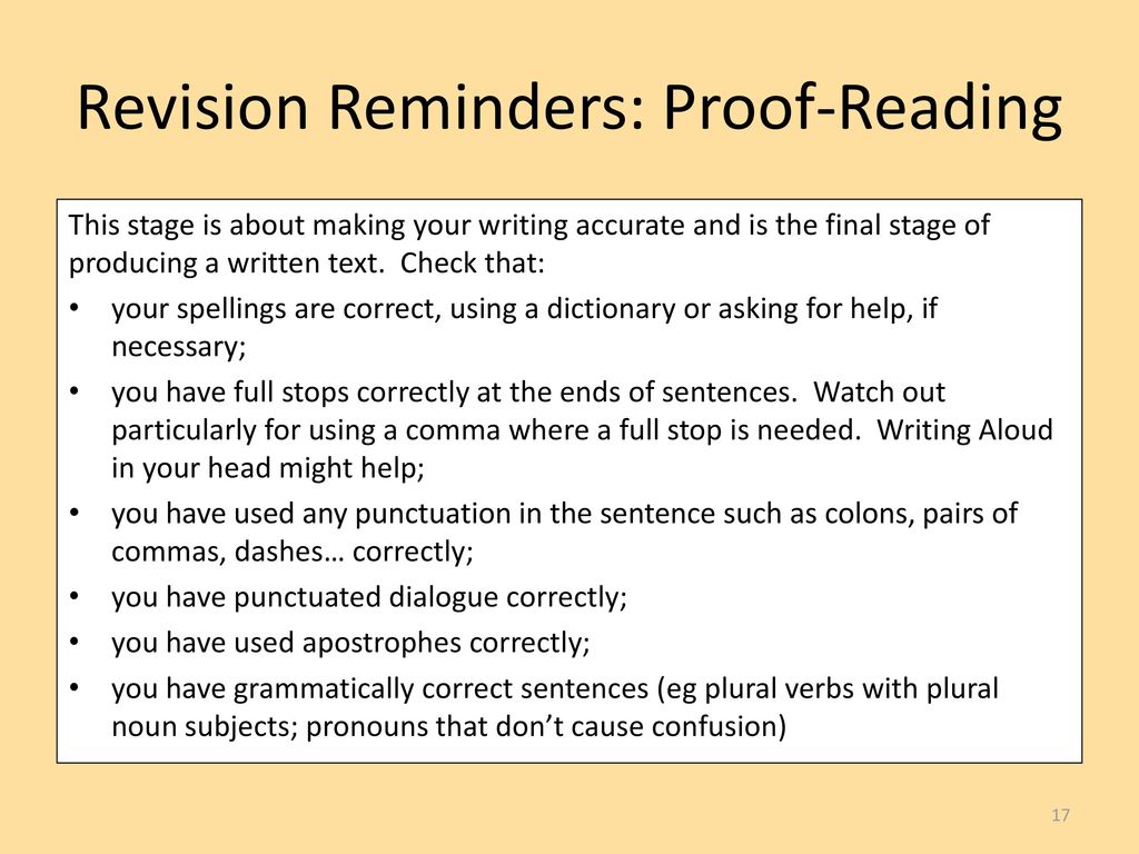 Revision Reminders: Proof-Reading
