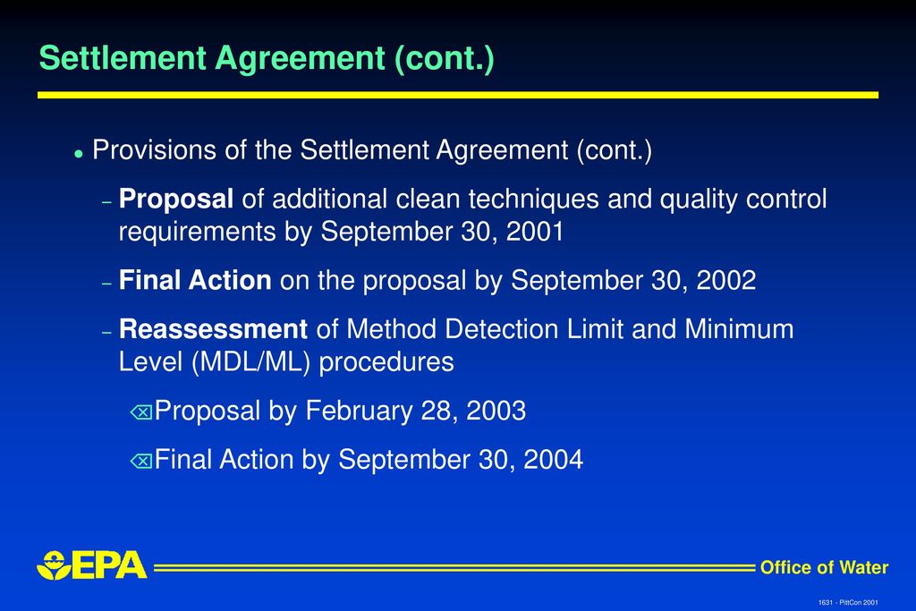 Settlement Agreement (cont.)