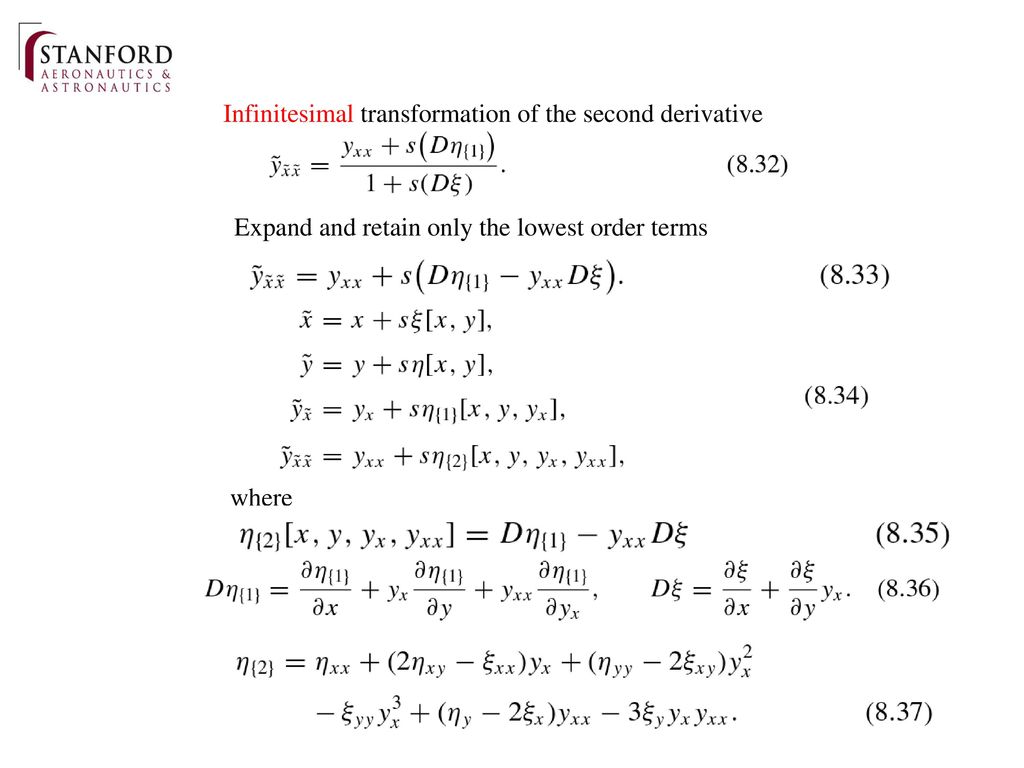 Infinitesimal transformation of the second derivative