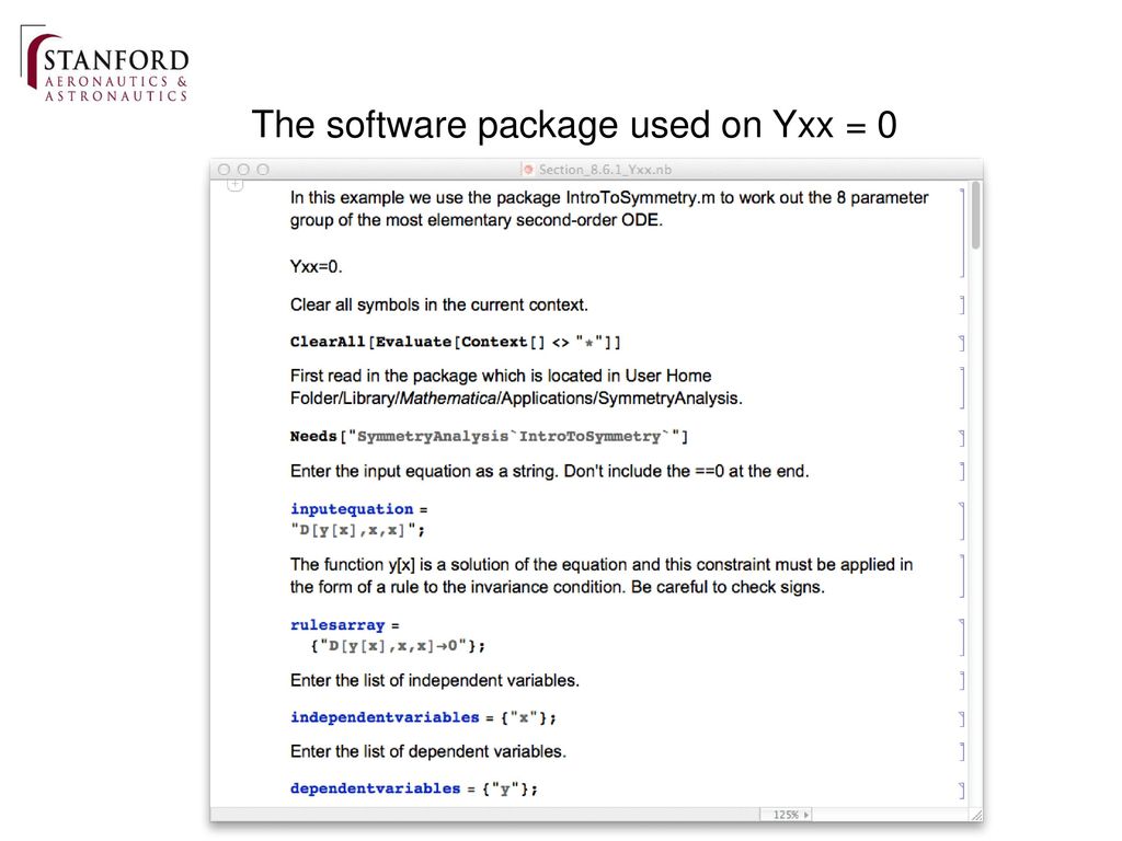 The software package used on Yxx = 0