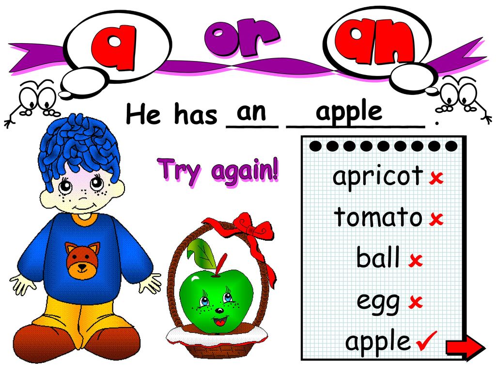 He an apple and