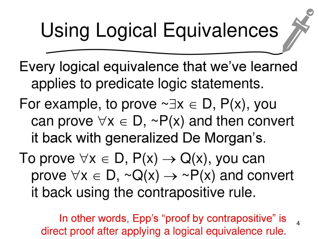 Using Logical Equivalences