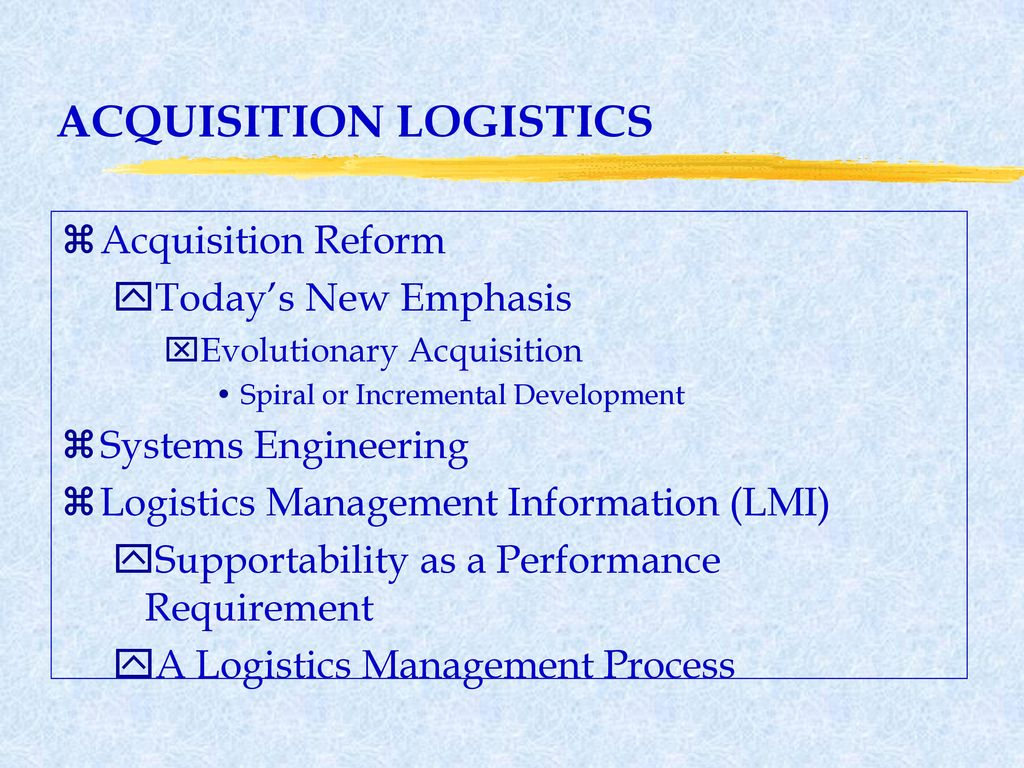 LOGISTICS ACQUISITION, AN EMPHASIS ON PLANNING FOR PERFORMANCE - ppt ...