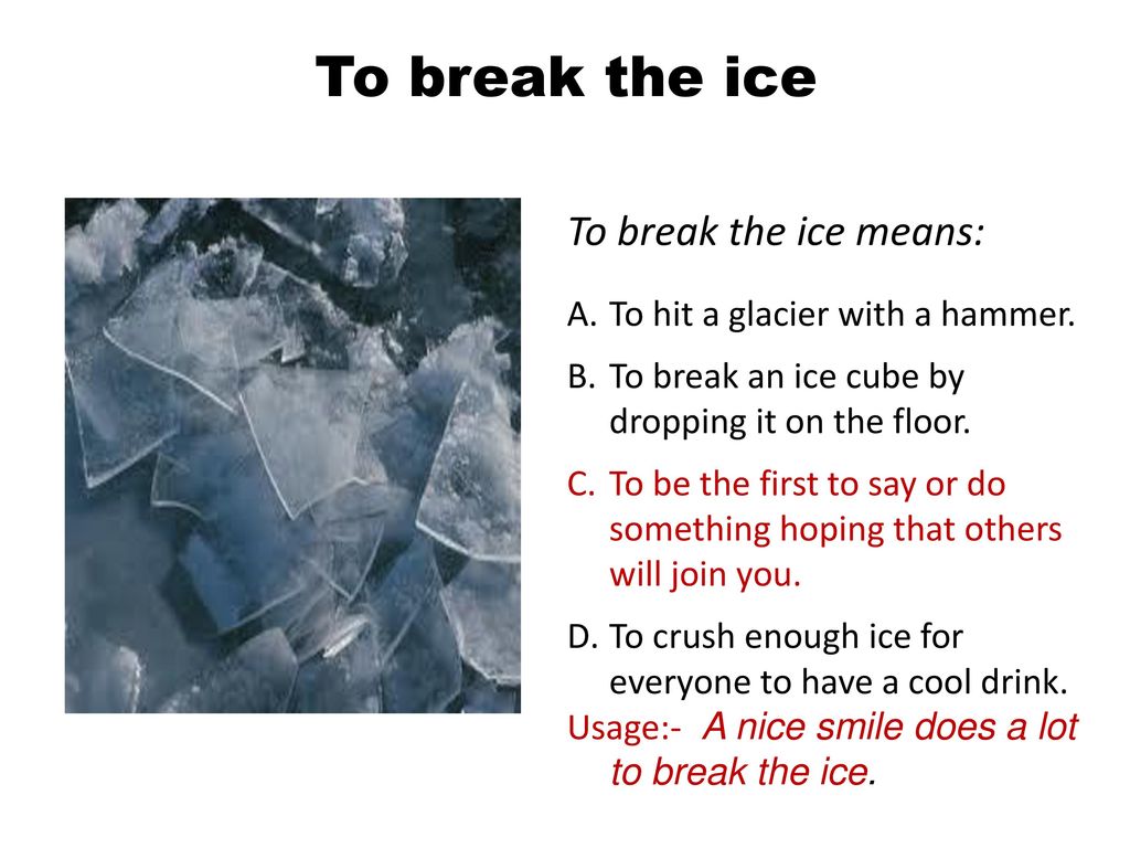 Break the Ice Meaning, Definition, Example, Synonyms