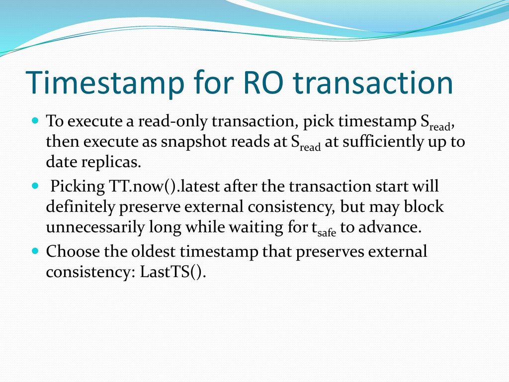 Timestamp for RO transaction