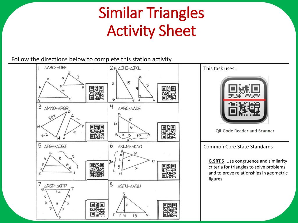 Similar Triangles Objective: Apply similarity criteria for Pertaining To Proportions And Similar Figures Worksheet