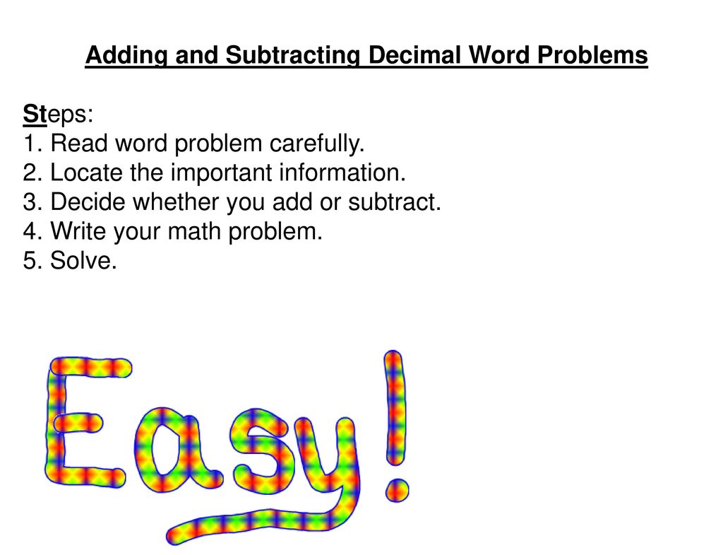 adding and subtracting decimal word problems - ppt download
