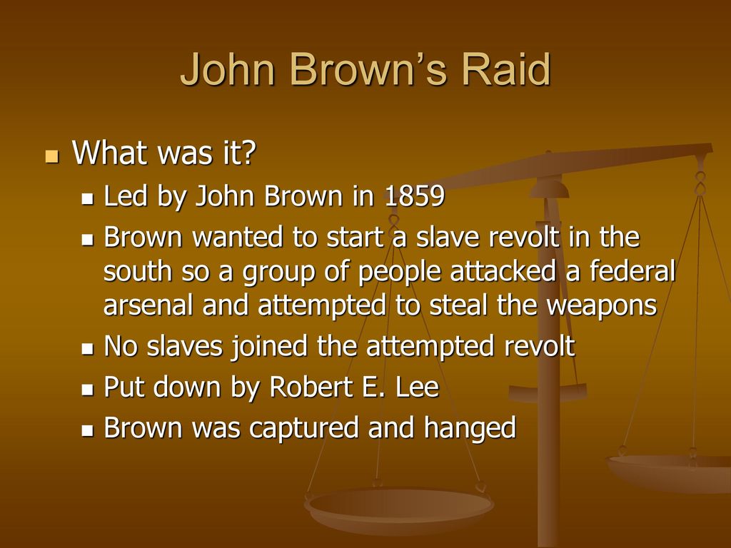 John Brown’s Raid What was it Led by John Brown in 1859