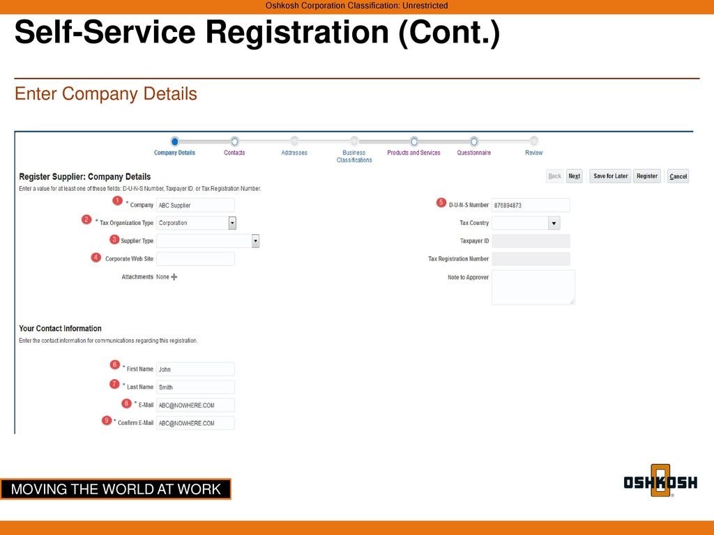 Supplier self service registration ppt download