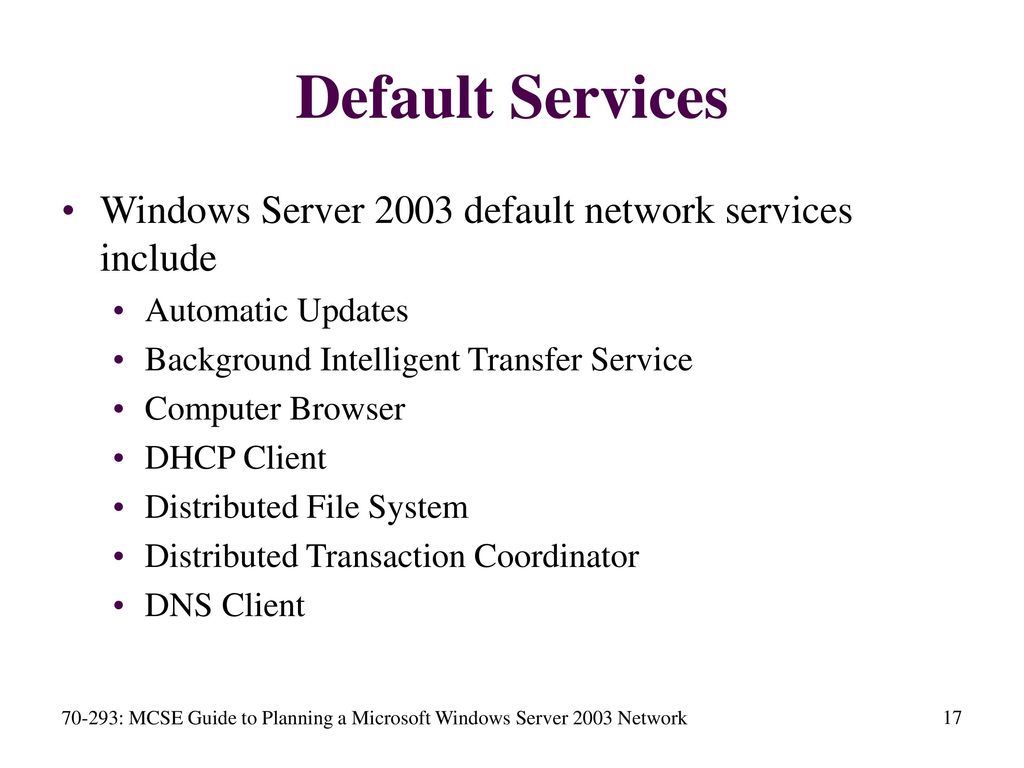Lab Manual for Guide to Planning a Microsoft Windows Server 2003 Network 70-293 