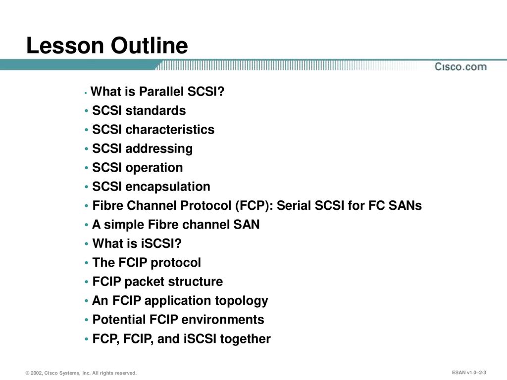 Lesson Outline SCSI standards SCSI characteristics SCSI addressing