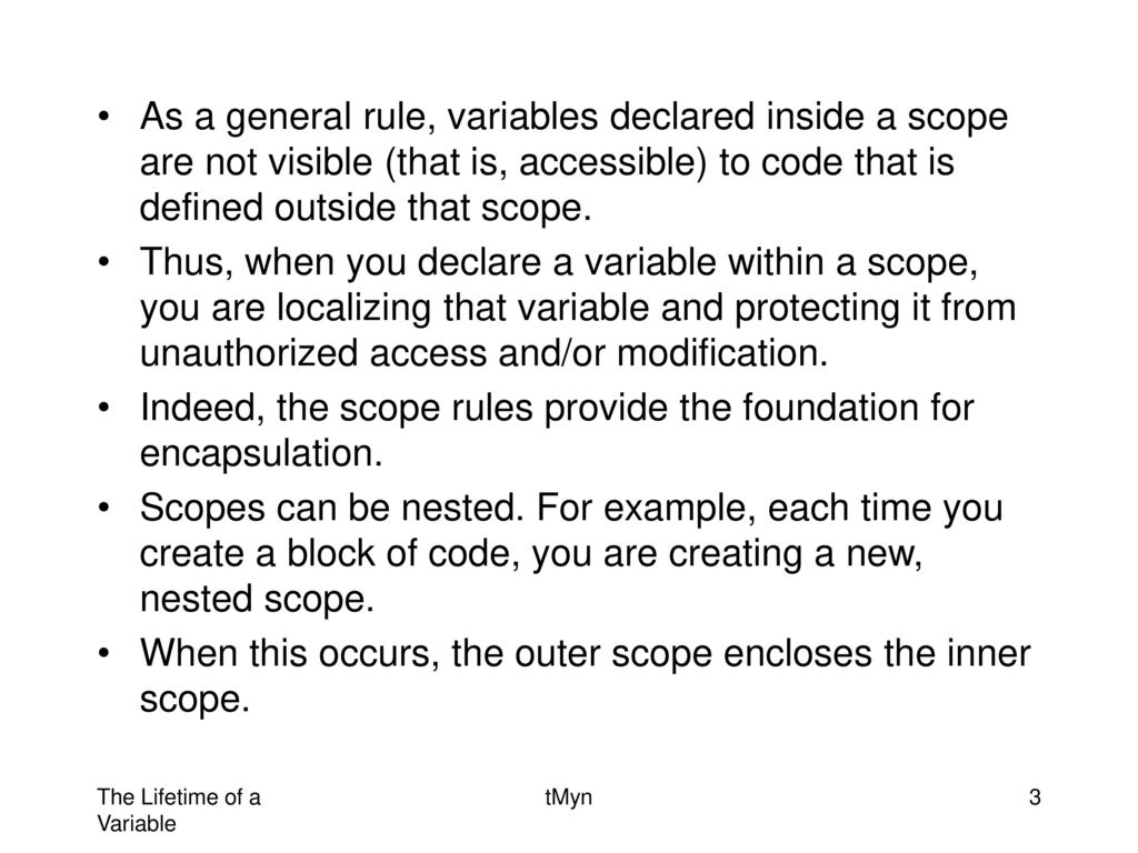 The Lifetime of a Variable - ppt download