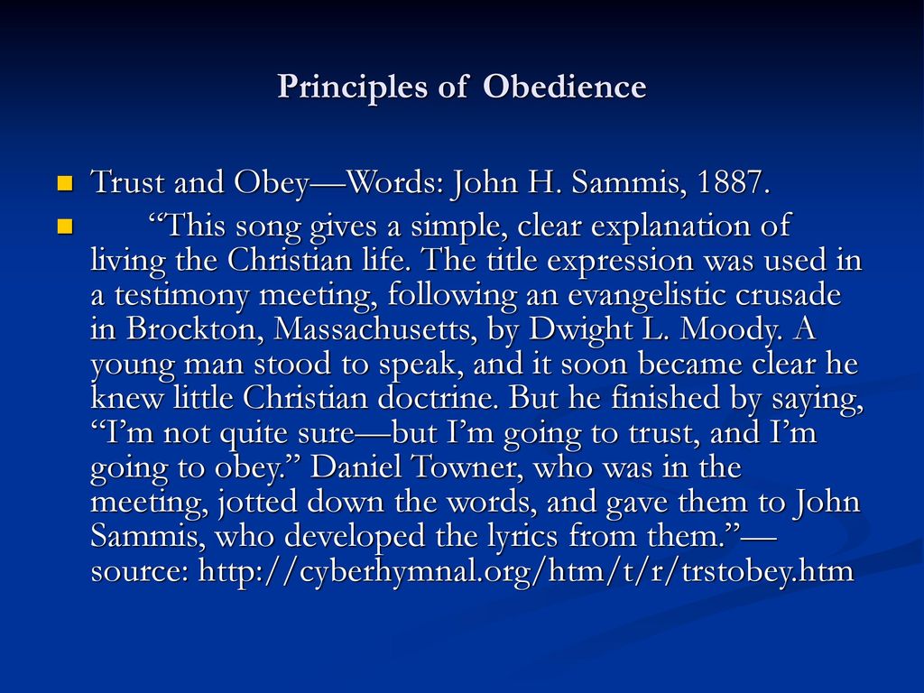 Principles of Obedience