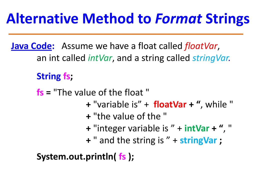 Alternative Method to Format Strings