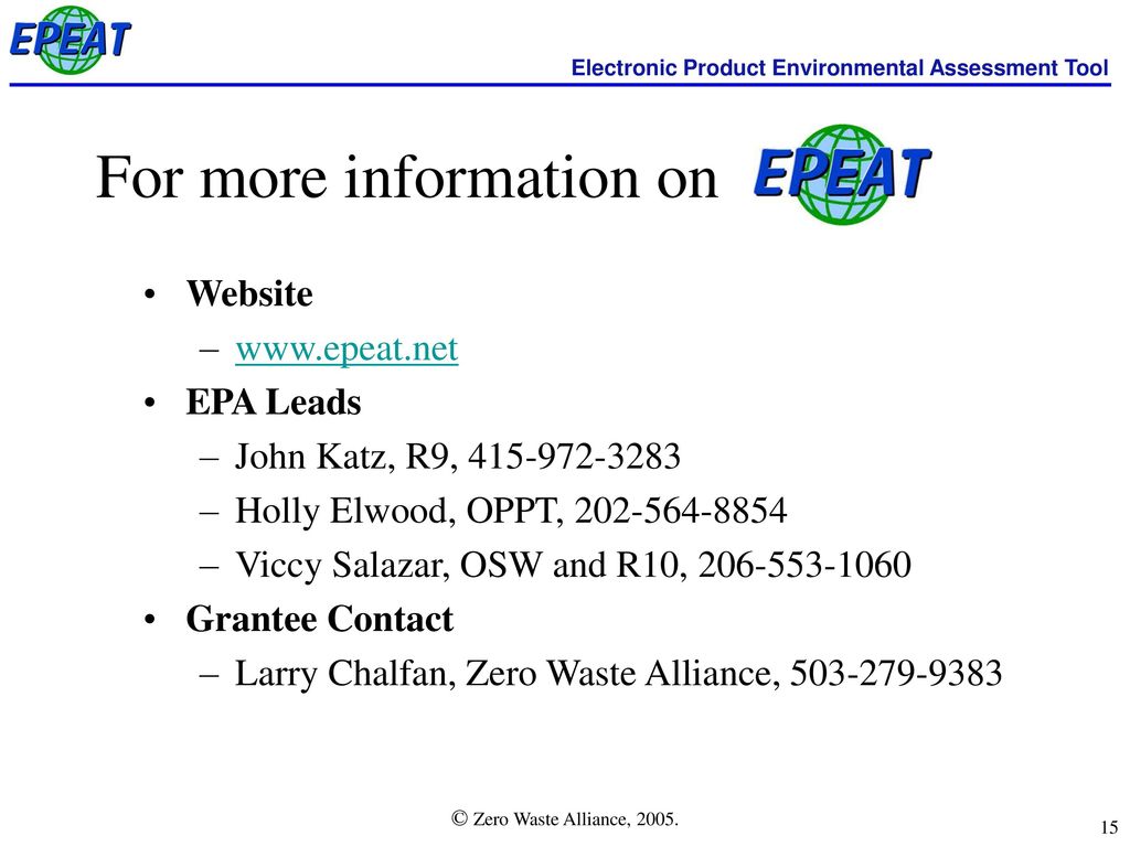 Electronic Product Environmental Assessment Tool - ppt download