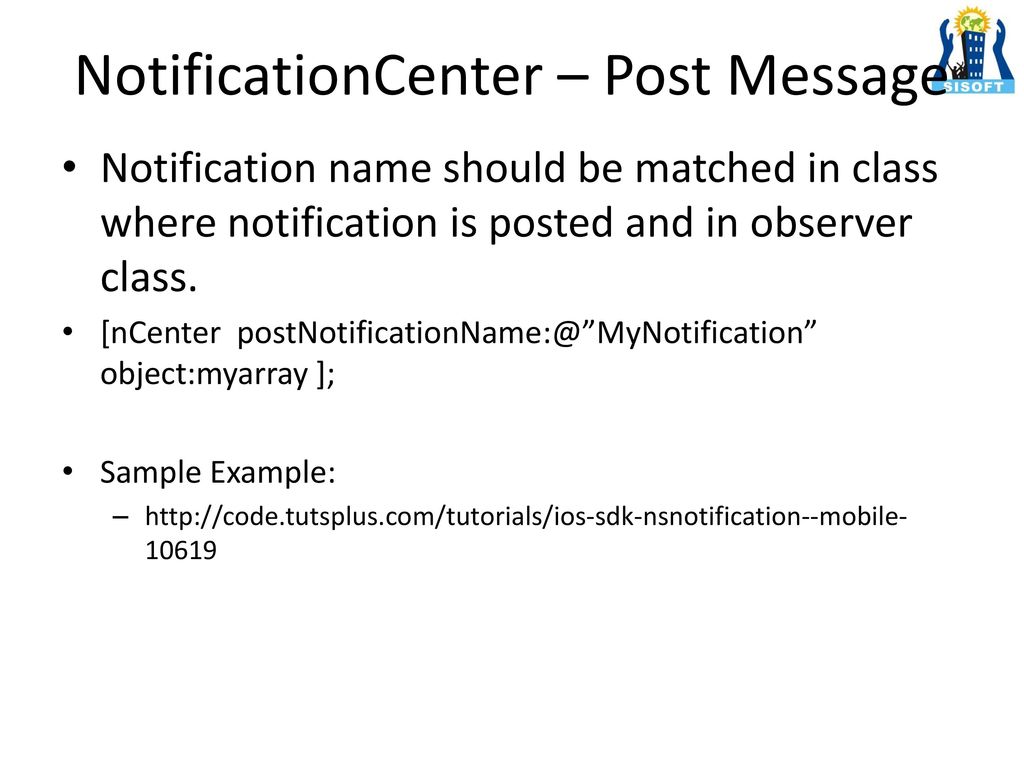 NotificationCenter – Post Message