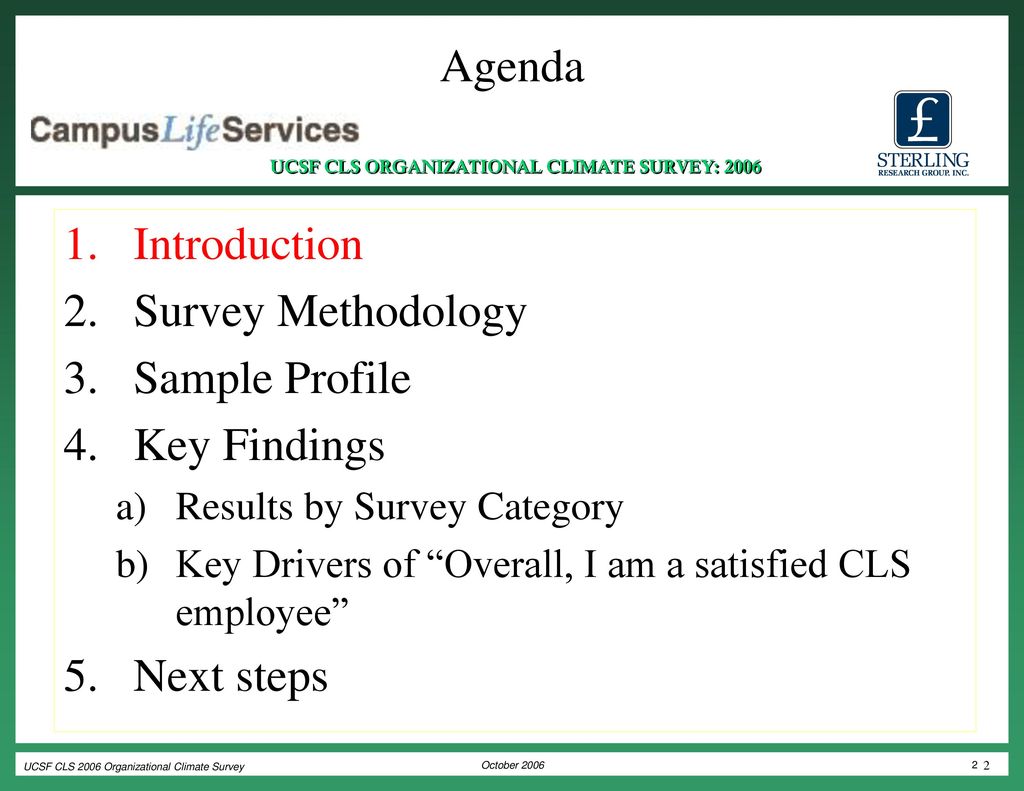 UCSF Campus Life Services Organizational Climate Survey - ppt download
