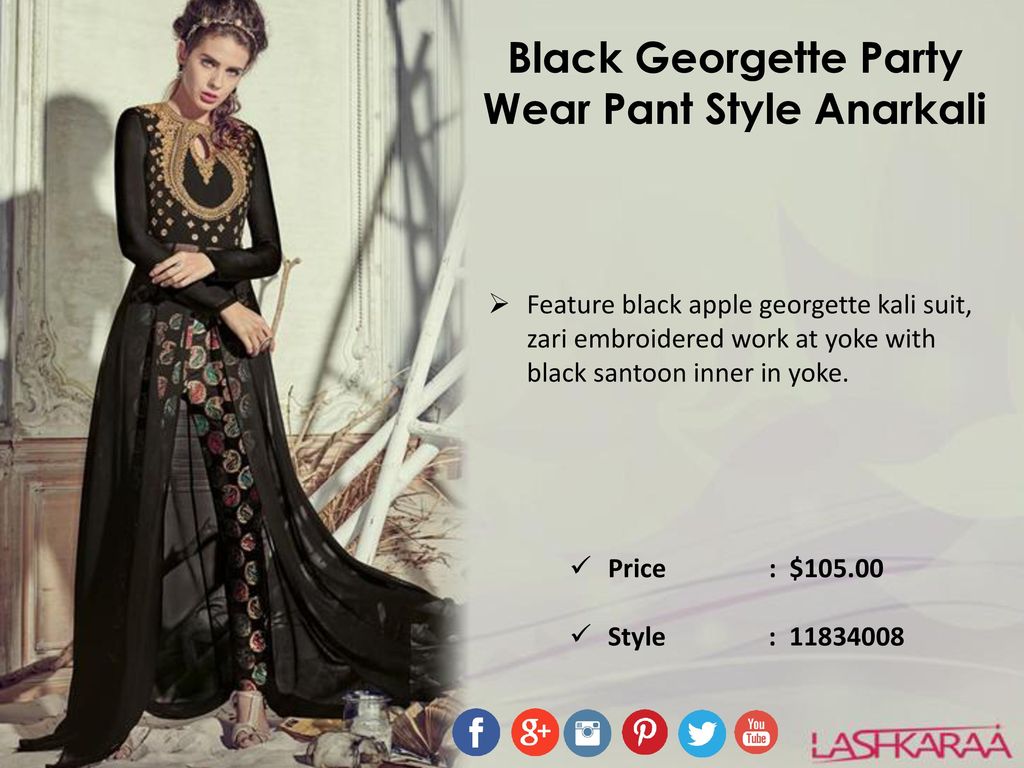 Black Georgette Party Wear Pant Style Anarkali