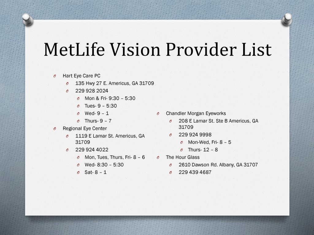 MetLife Vision Provider List